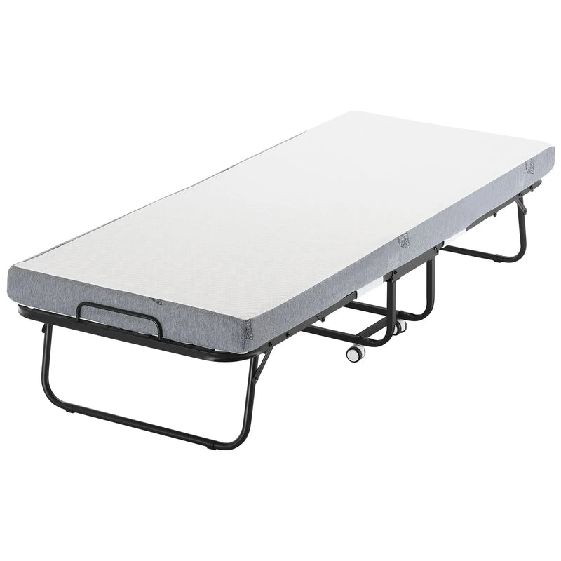 VEVOR salokāma viesu gulta 78,7 x 190,5 cm ar 10,2 cm atmiņas putu matraci, vienguļamā pārvietojamā gulta ar izturīgu metāla rāmi pieaugušajiem - ZEMLETES.LV