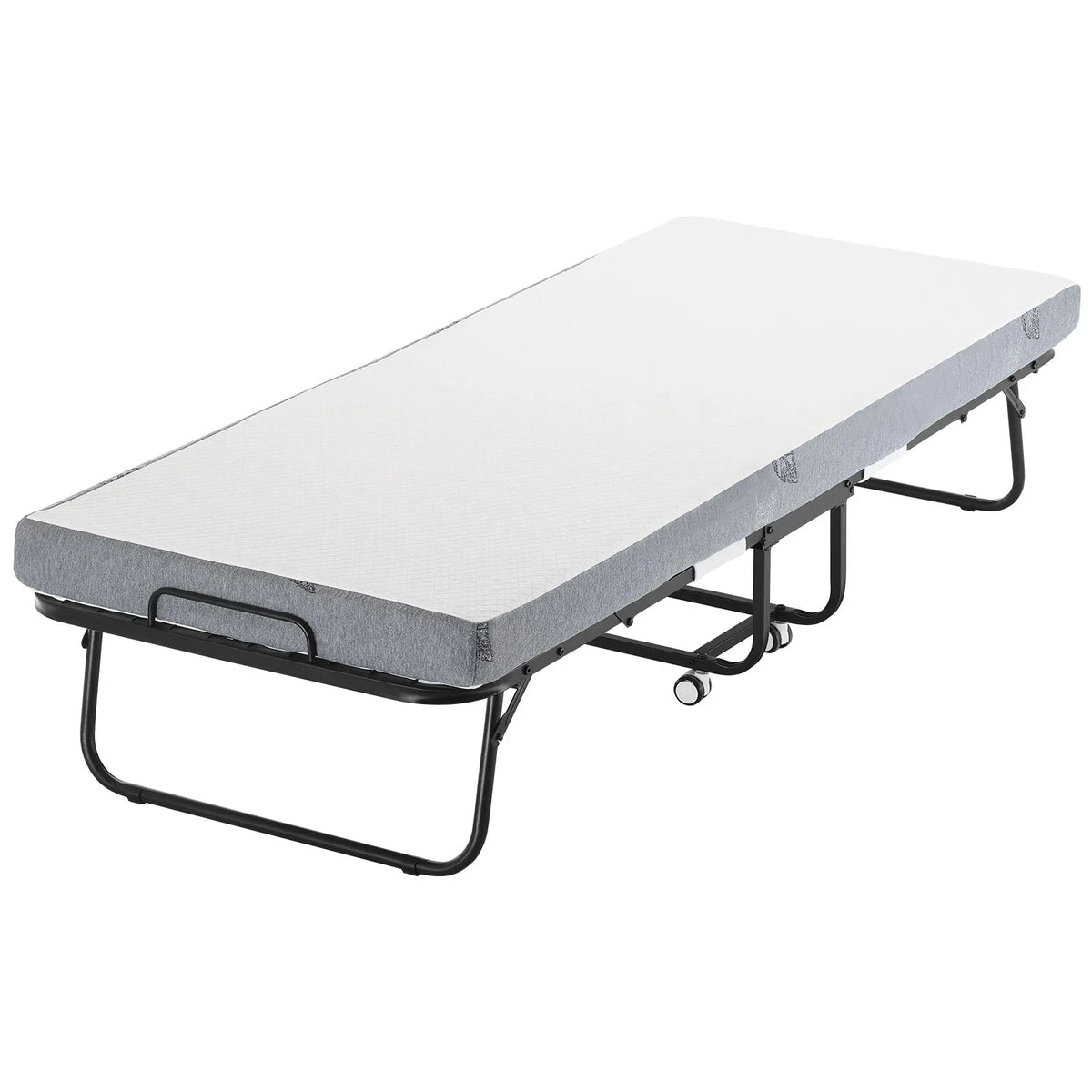 VEVOR salokāma viesu gulta 78,7 x 190,5 cm ar 10,2 cm atmiņas putu matraci, vienguļamā pārvietojamā gulta ar izturīgu metāla rāmi pieaugušajiem - ZEMLETES.LV