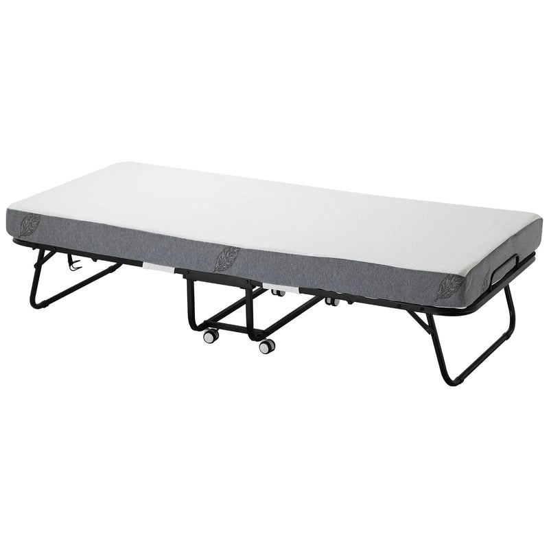 VEVOR salokāma viesu gulta 78,7 x 190,5 cm ar 12,7 cm atmiņas putu matraci, vienguļamā pārvietojamā gulta ar izturīgu metāla rāmi pieaugušajiem - ZEMLETES.LV
