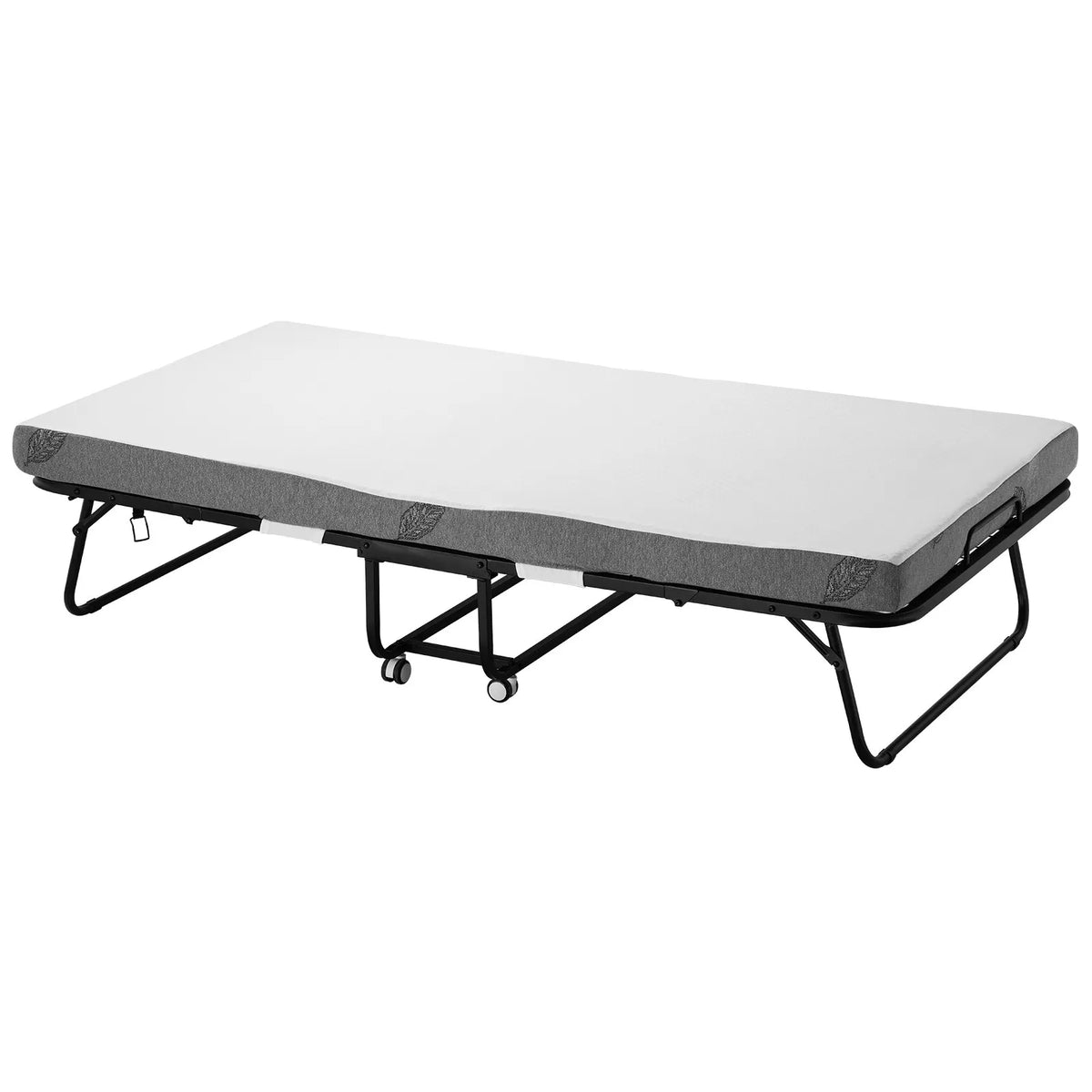 VEVOR salokāma viesu gulta 96,5 x 190,5 cm ar 10,2 cm atmiņas putu matraci, vienguļamā pārvietojamā gulta ar izturīgu metāla rāmi pieaugušajiem - ZEMLETES.LV