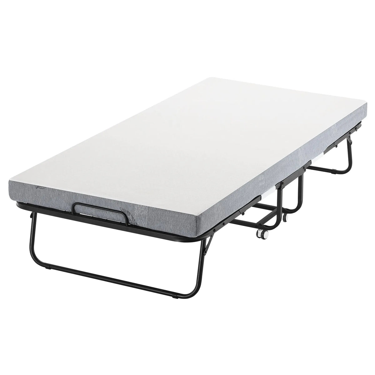VEVOR salokāma viesu gulta 96,5 x 190,5 cm ar 10,2 cm atmiņas putu matraci, vienguļamā pārvietojamā gulta ar izturīgu metāla rāmi pieaugušajiem - ZEMLETES.LV