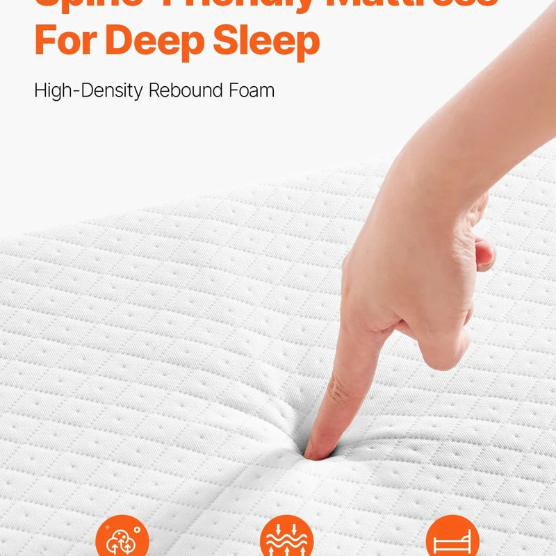 VEVOR salokāma viesu gulta 96,5 x 190,5 cm ar 10,2 cm atmiņas putu matraci, vienguļamā pārvietojamā gulta ar izturīgu metāla rāmi pieaugušajiem - ZEMLETES.LV
