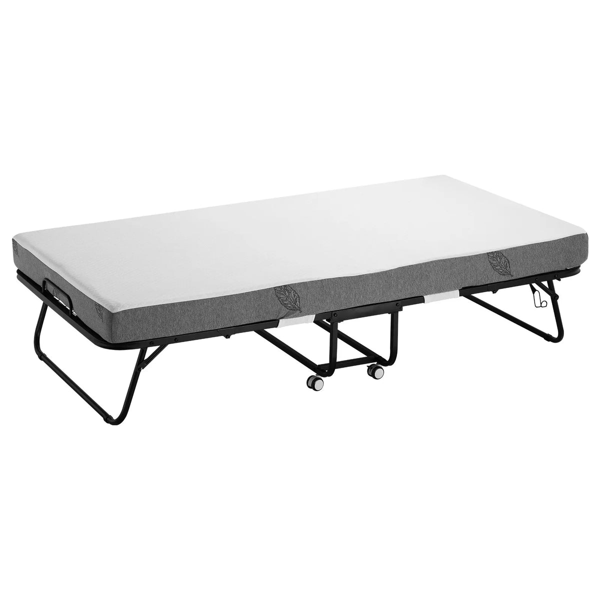 VEVOR salokāma viesu gulta 96,5 x 190,5 cm ar 12,7 cm atmiņas putu matraci, vienguļamā pārvietojamā gulta ar izturīgu metāla rāmi pieaugušajiem - ZEMLETES.LV