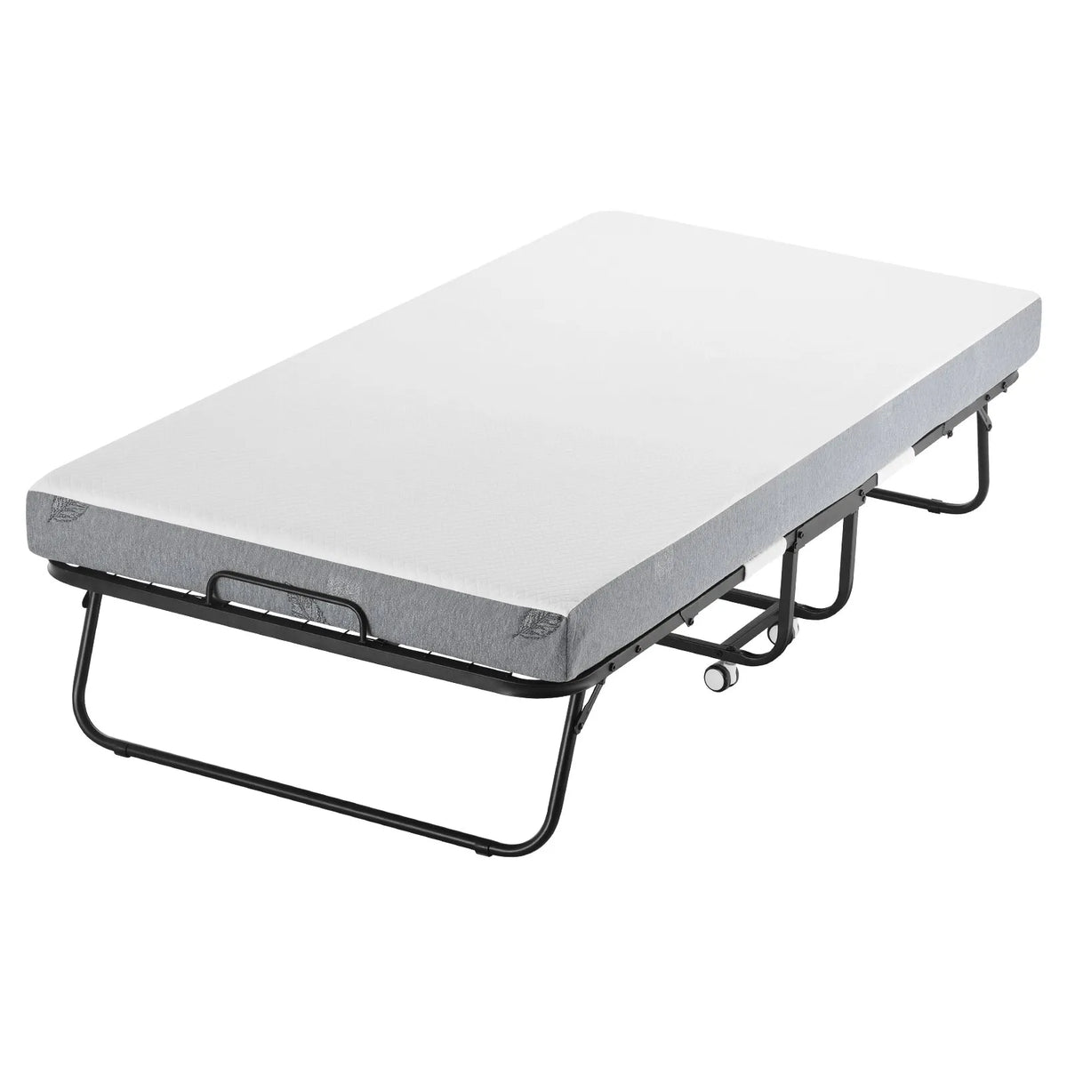 VEVOR salokāma viesu gulta 96,5 x 190,5 cm ar 12,7 cm atmiņas putu matraci, vienguļamā pārvietojamā gulta ar izturīgu metāla rāmi pieaugušajiem - ZEMLETES.LV