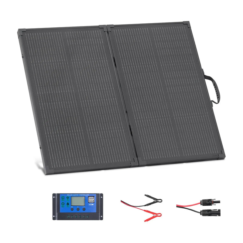 VEVOR salokāms saules panelis ar rāmi 100 W, N tipa monokristālisks 16BB ar 24% efektivitāti, IP67 ūdensizturīgs ar 30 A PWM kontrolieri un MC4 izvadi, piemērots kempingam, pārgājieniem un RV ceļojumiem - ZEMLETES.LV