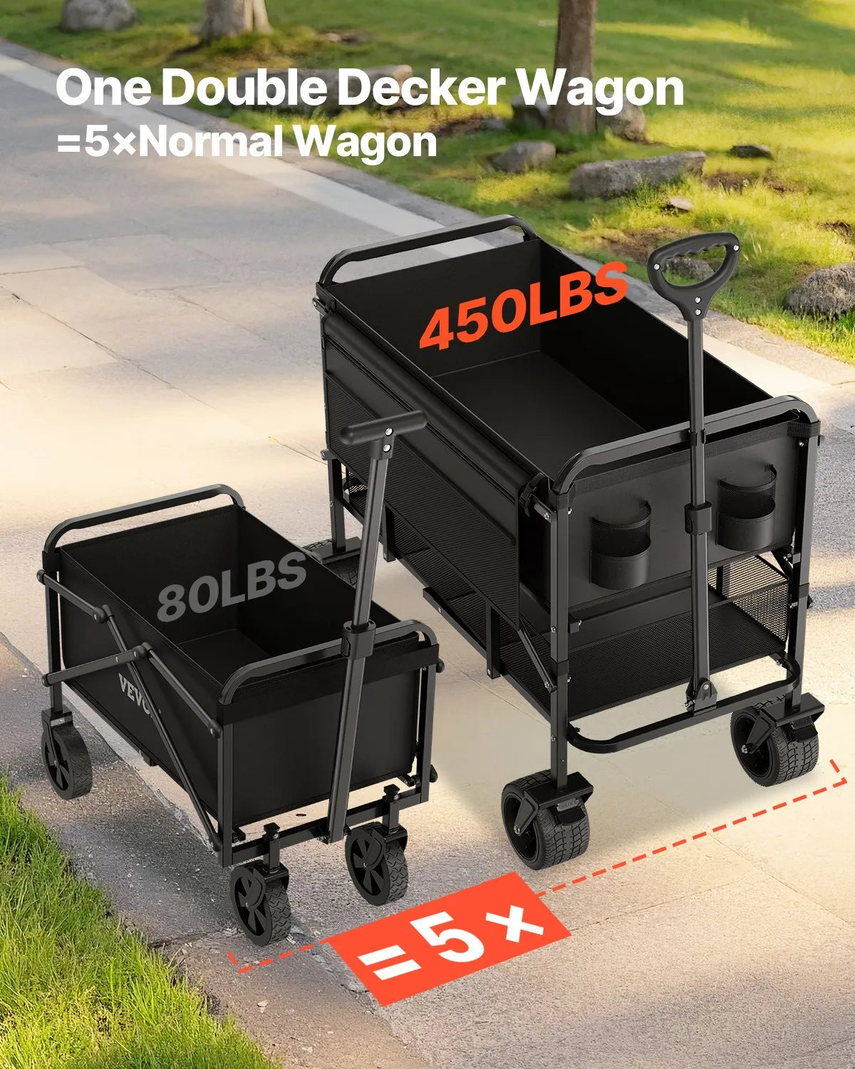 Salokāms divstāvu ratiņkomplekts, 300 l, 204 kg kravnesība