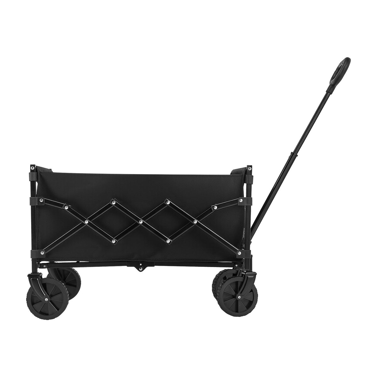 VEVOR Folding Hand Truck, 120 l Collapsible Cart with Swivel Wheels and Adjustable Handle, Durable Outdoor Cart for Beach, Shopping and Garden, 102 kg Load Capacity, Black
