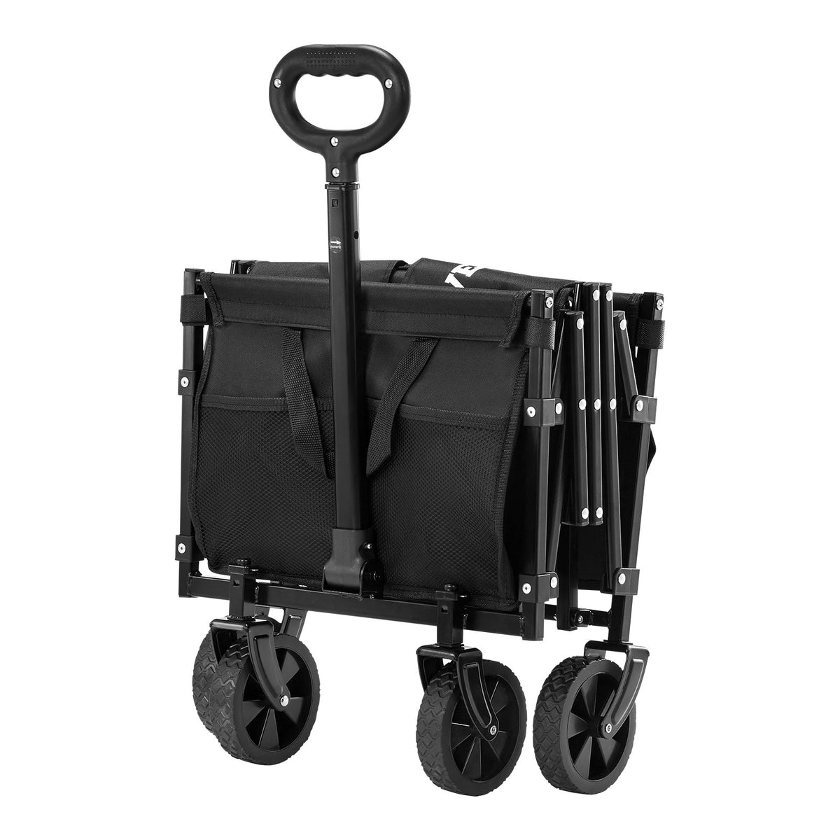 VEVOR Folding Hand Truck, 120 l Collapsible Cart with Swivel Wheels and Adjustable Handle, Durable Outdoor Cart for Beach, Shopping and Garden, 102 kg Load Capacity, Black