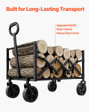 VEVOR Saliekami dārza ratiņi 120 l, 100 kg kravnesība, melni