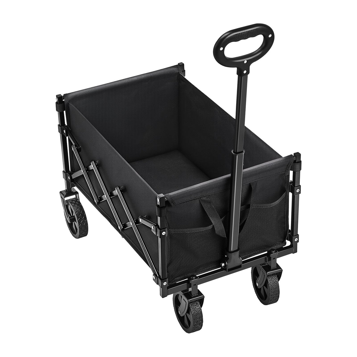 VEVOR Folding Hand Truck, 120 l Collapsible Cart with Swivel Wheels and Adjustable Handle, Durable Outdoor Cart for Beach, Shopping and Garden, 102 kg Load Capacity, Black