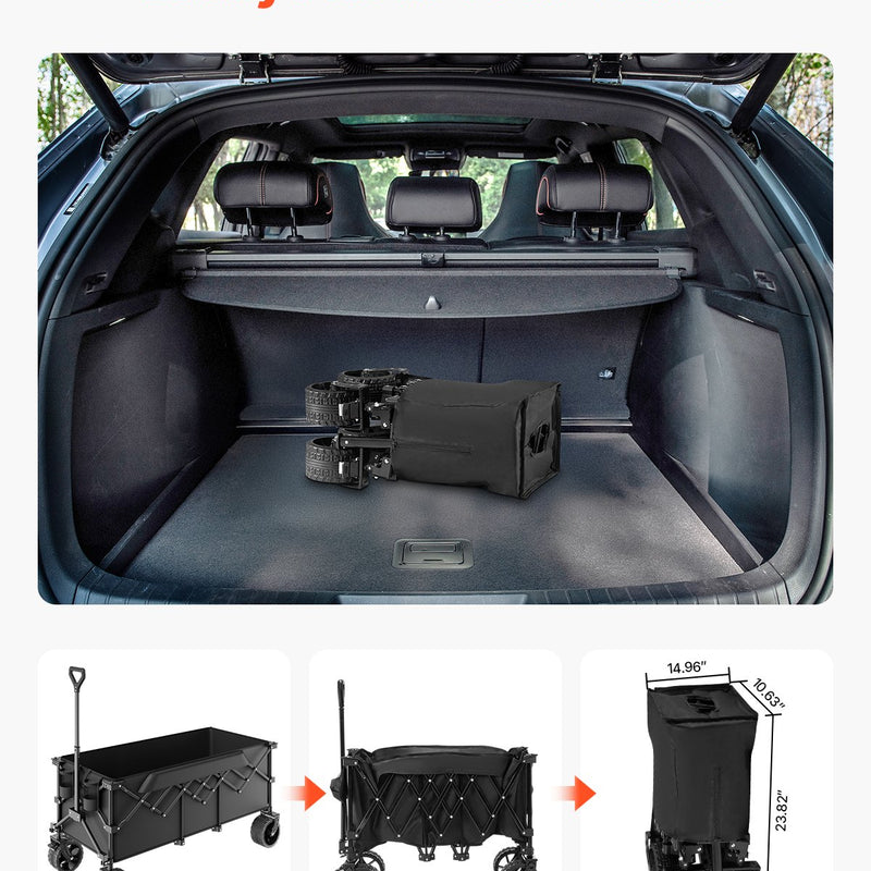 VEVOR Saliekami dārza ratiņi 300 l, 204 kg kravnesība