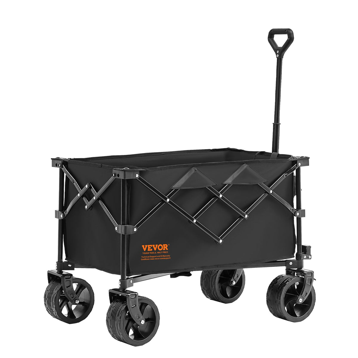 VEVOR Folding Beach Cart, 113 L Trolley with All-Terrain Wheels and Cup Holders, Heavy-Duty Collapsible Cart with 113 kg Weight Capacity for Camping, Shopping and Gardening