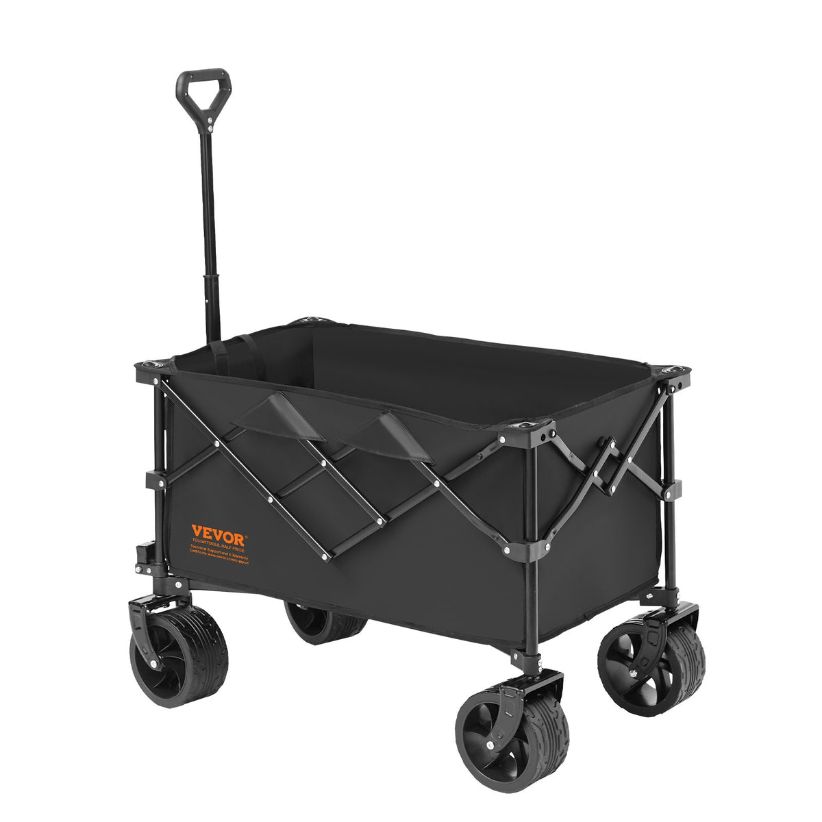 VEVOR Folding Beach Cart, 113 L Trolley with All-Terrain Wheels and Cup Holders, Heavy-Duty Collapsible Cart with 113 kg Weight Capacity for Camping, Shopping and Gardening