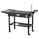 VEVOR āra grila galds, 787 × 432 mm darba virsma, salokāms āra gatavošanas galds ar salvešu turētāju, āķiem, riteņiem un sānu galdu, BBQ sagatavošanai piknikam, virtuvei un pagalmam