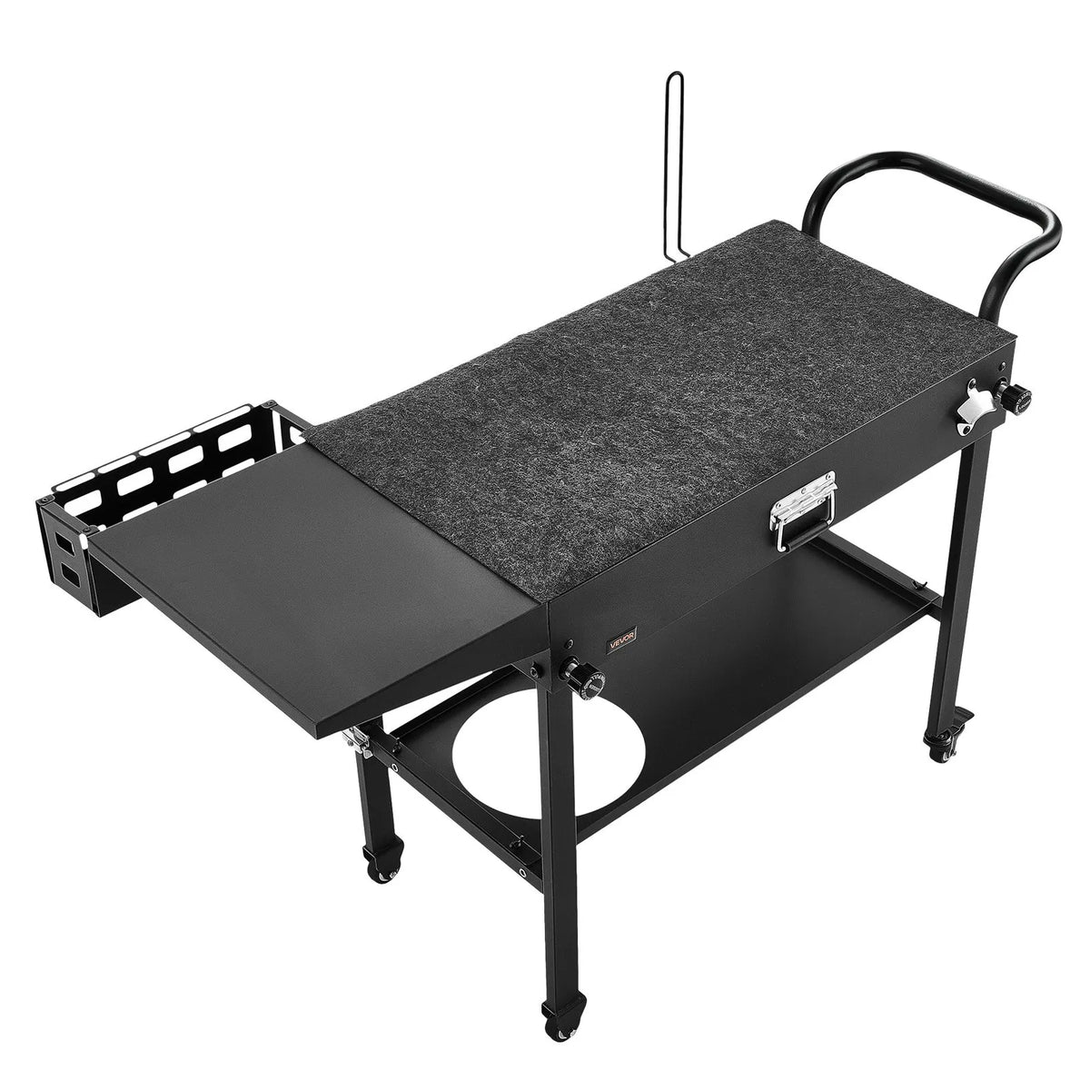 VEVORi välisgrillilaud, tööpind 787 × 432 mm, kokkupandav välisgrillilaud salvrätikupidiku, konksude, rataste ja külglauaga, grillimiseks piknikul, köögis ja aias