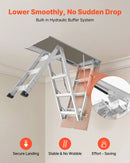VEVOR alumīnija bēniņu kāpnes 170 kg, griestu augstumam 233,5–314 cm, lūkas atvērumam 1372 × 572 mm, salokāmas un pārnēsājamas bēniņu kāpnes