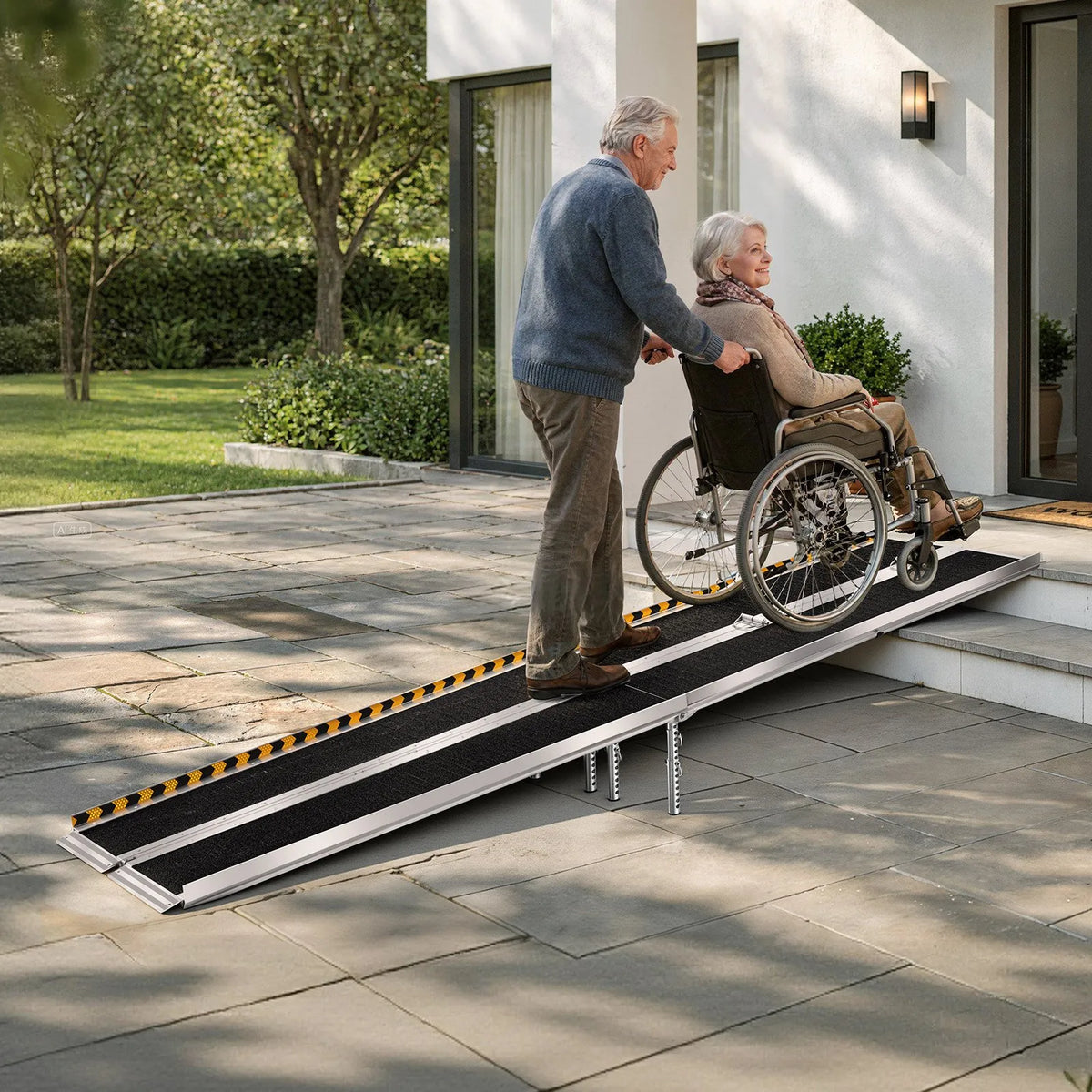 VEVOR Folding Aluminium Wheelchair Ramp 305 cm, Up to 363 kg, Non-Slip