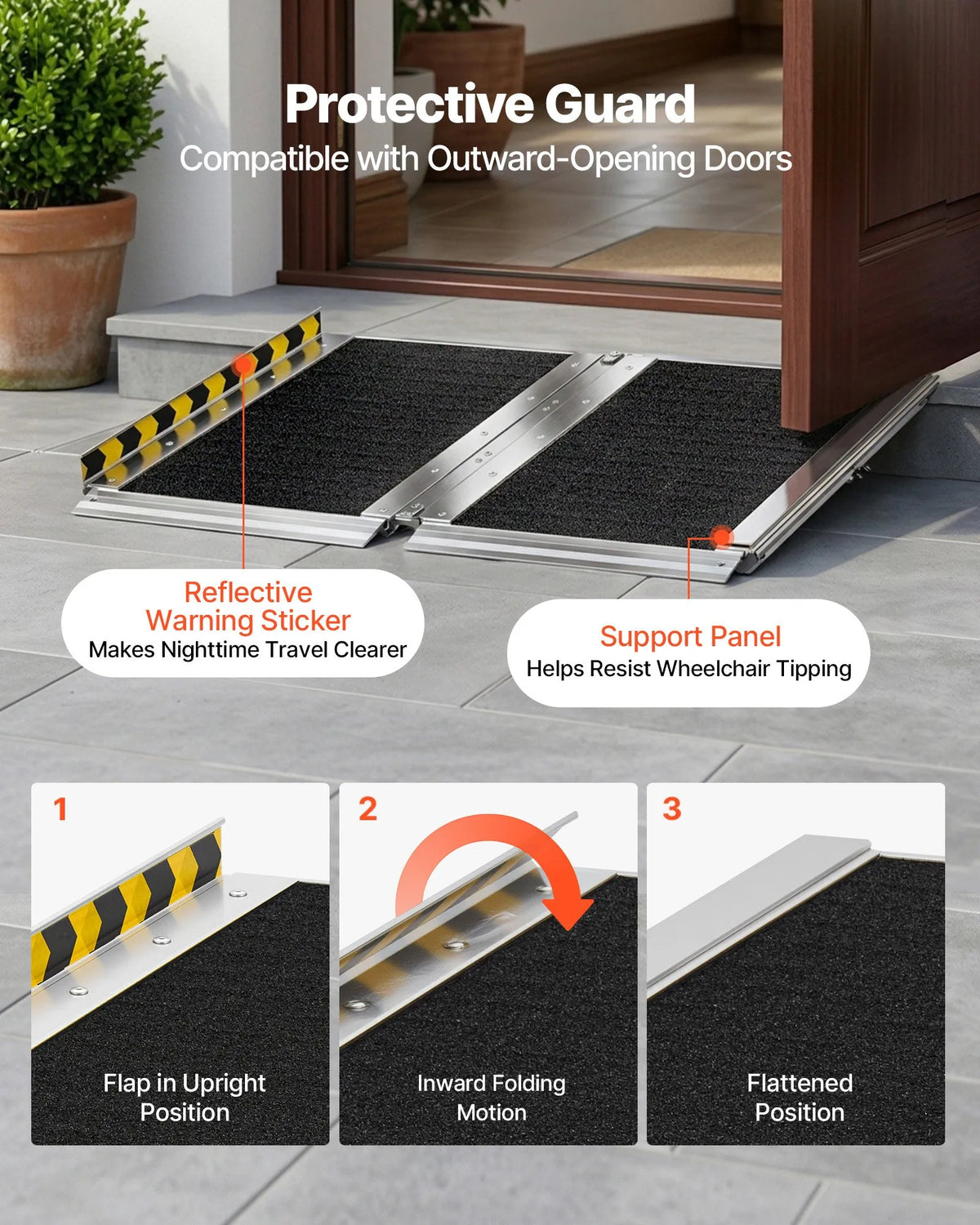VEVOR Folding Aluminium Wheelchair Ramp 61 cm, up to 363 kg, Non-slip