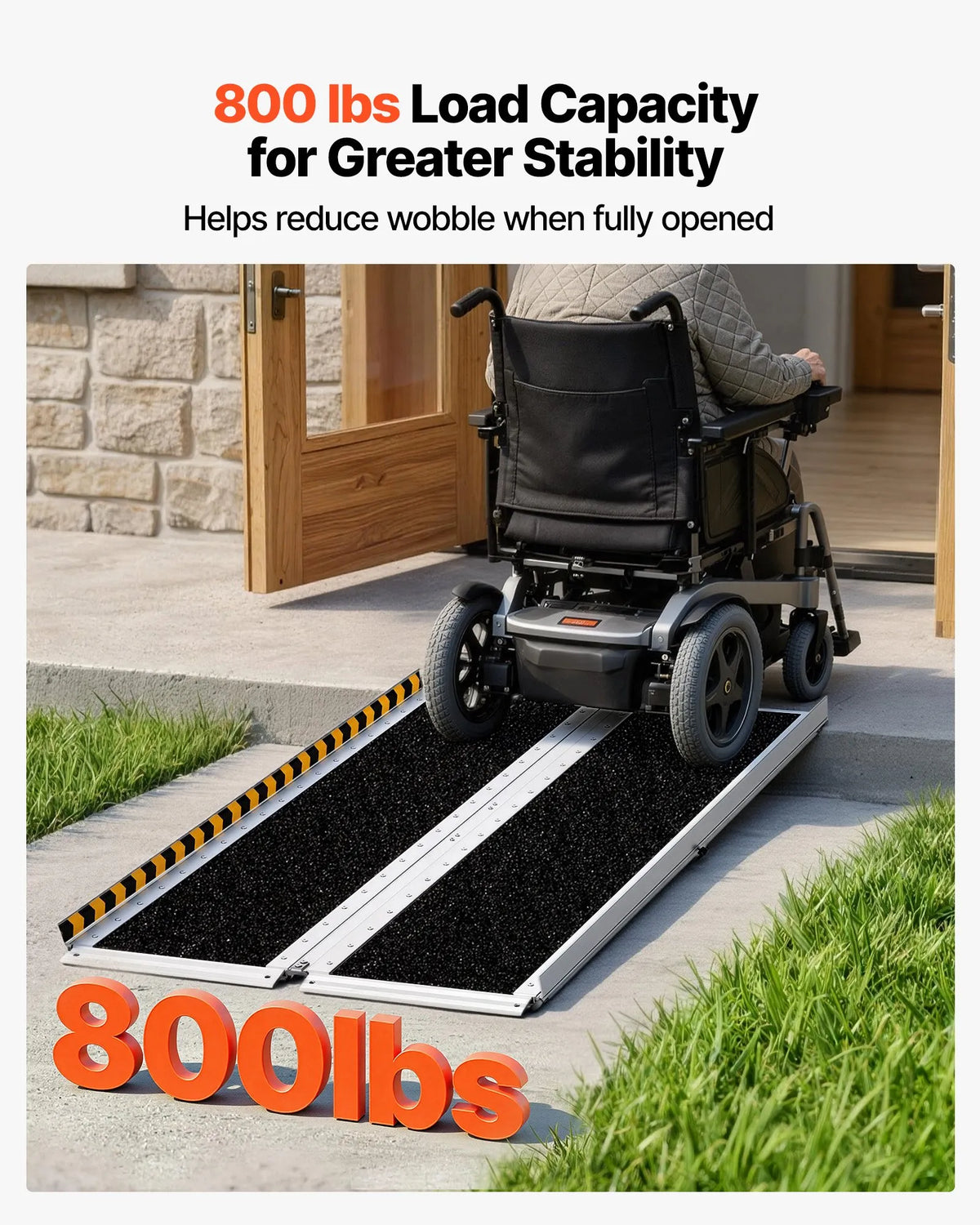 VEVOR Folding Aluminium Wheelchair Ramp 152 cm, Up to 363 kg, Non-Slip