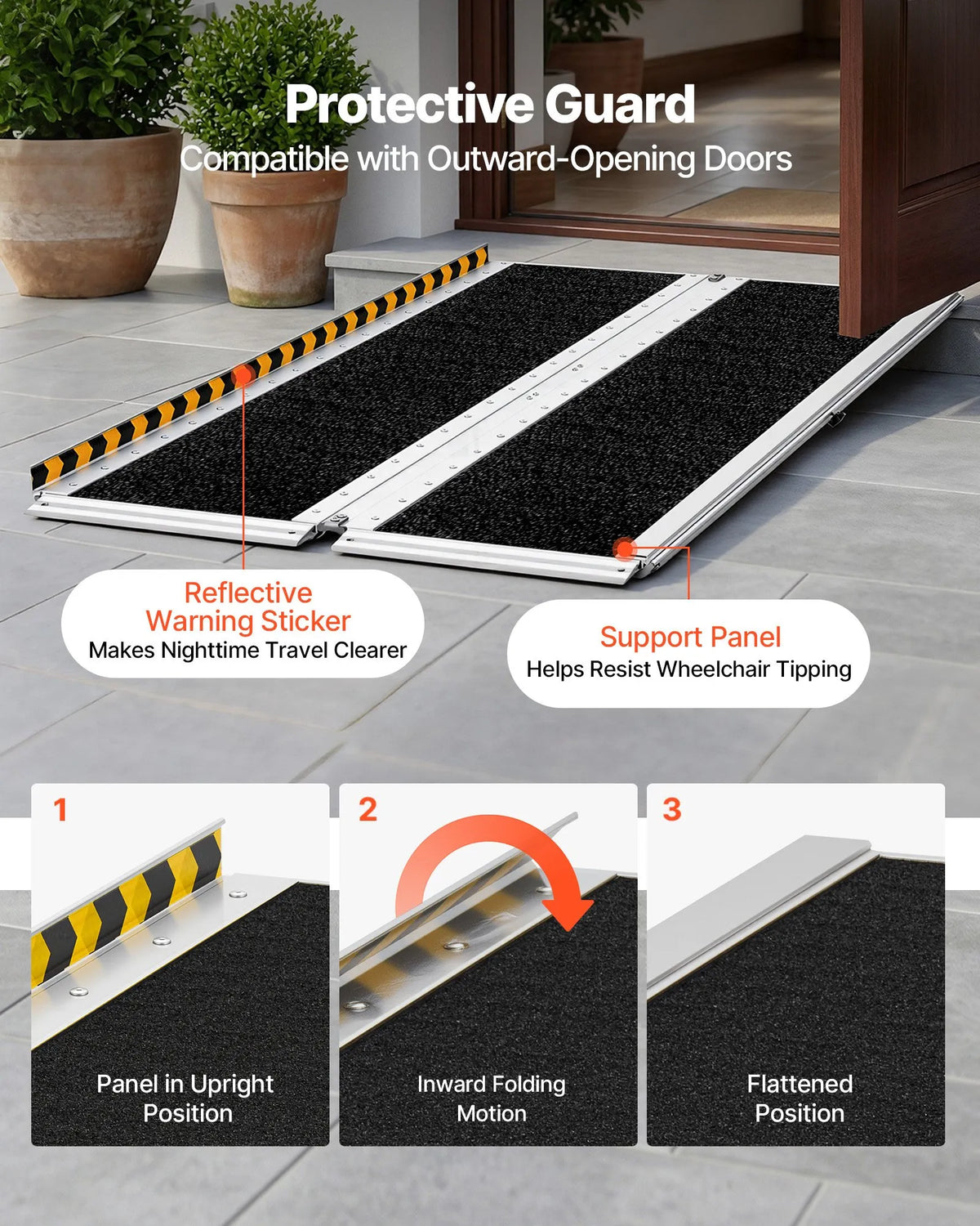 VEVOR Folding Aluminium Wheelchair Ramp 152 cm, Up to 363 kg, Non-Slip