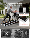 VEVOR pārnēsājama ratiņkrēslu rampa 1520 mm, neslīdoša salokāma alumīnija piekļuves rampa ar 363 kg kravnesību, piemērota mājas pakāpieniem, kāpnēm, sliekšņiem, durvju ailēm un mobilitātes skūteriem