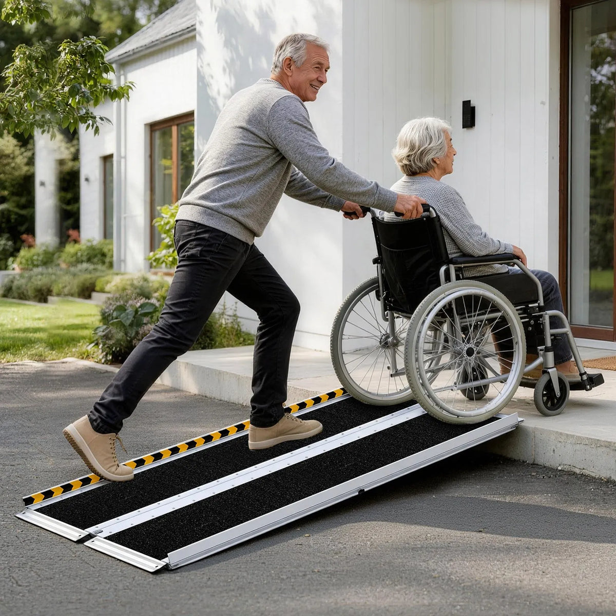 VEVOR Folding Aluminium Wheelchair Ramp 152 cm, Up to 363 kg, Non-Slip