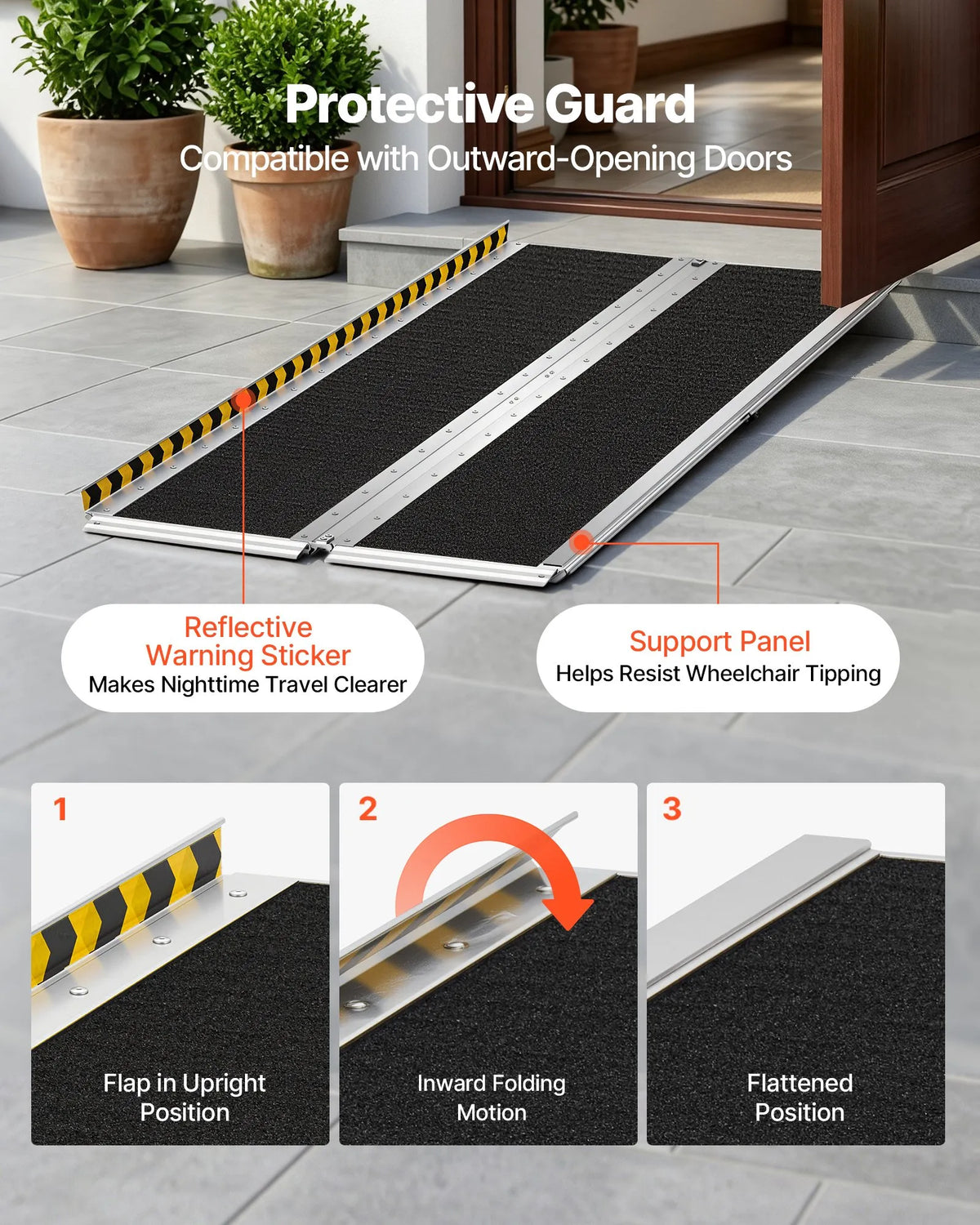 VEVOR Folding Aluminium Wheelchair Ramp 183 cm, up to 363 kg, Non-Slip