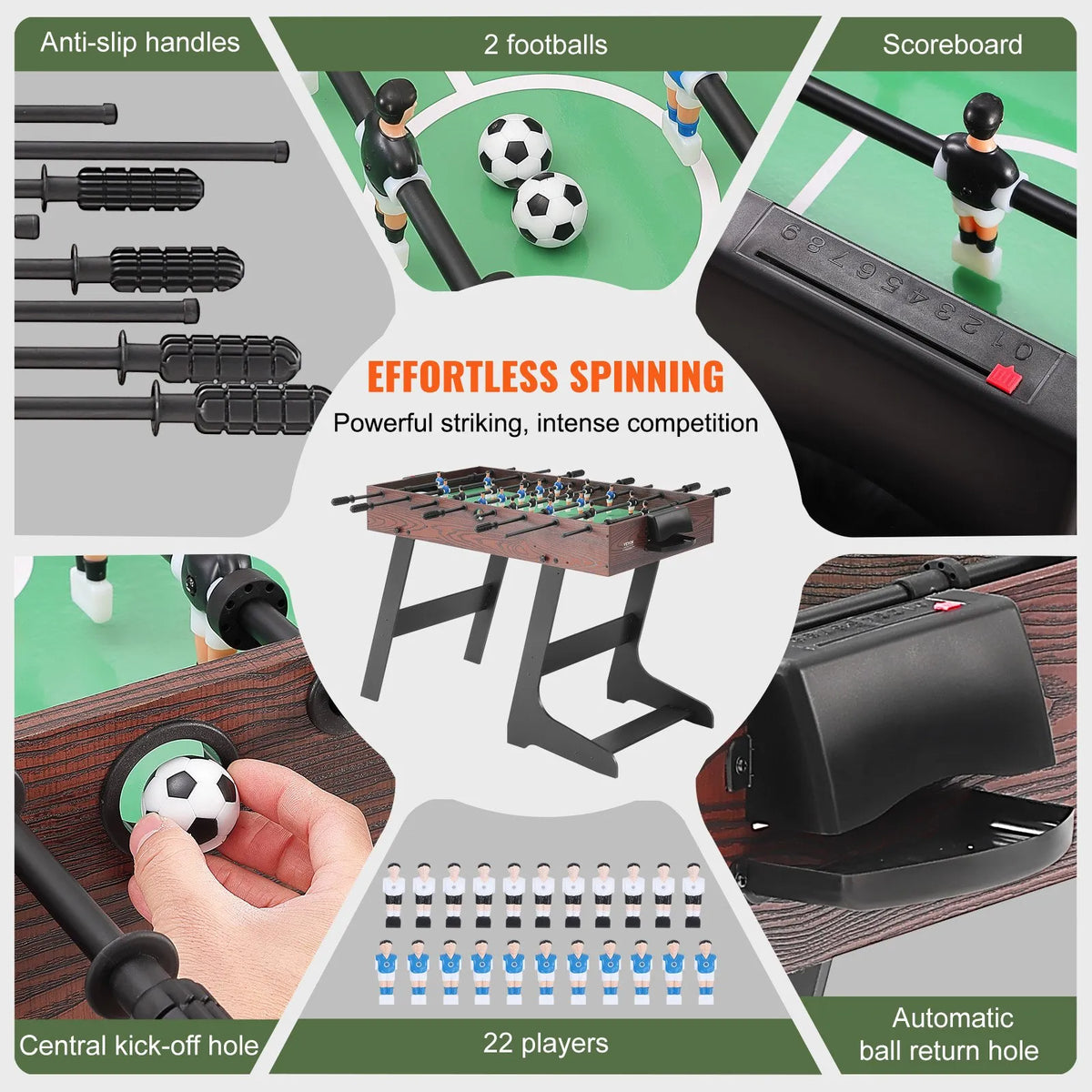 VEVOR Foldable Table Football Game 107 cm with 2 Balls