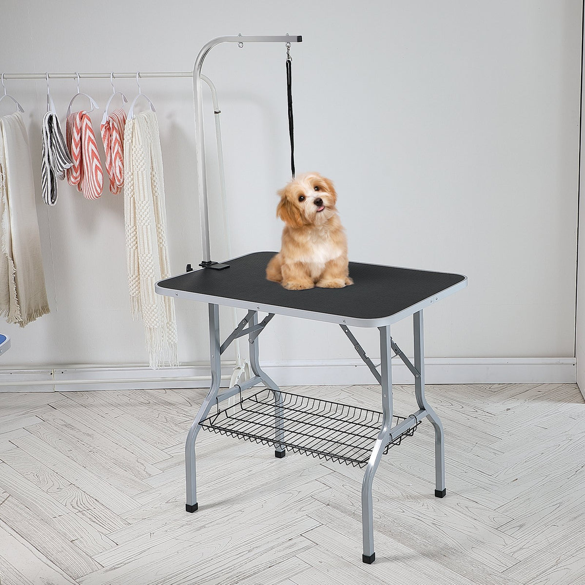 VEVOR Foldable Dog Grooming Table with Clamp and Loop, 91.5 × 61 cm, up to 150 kg