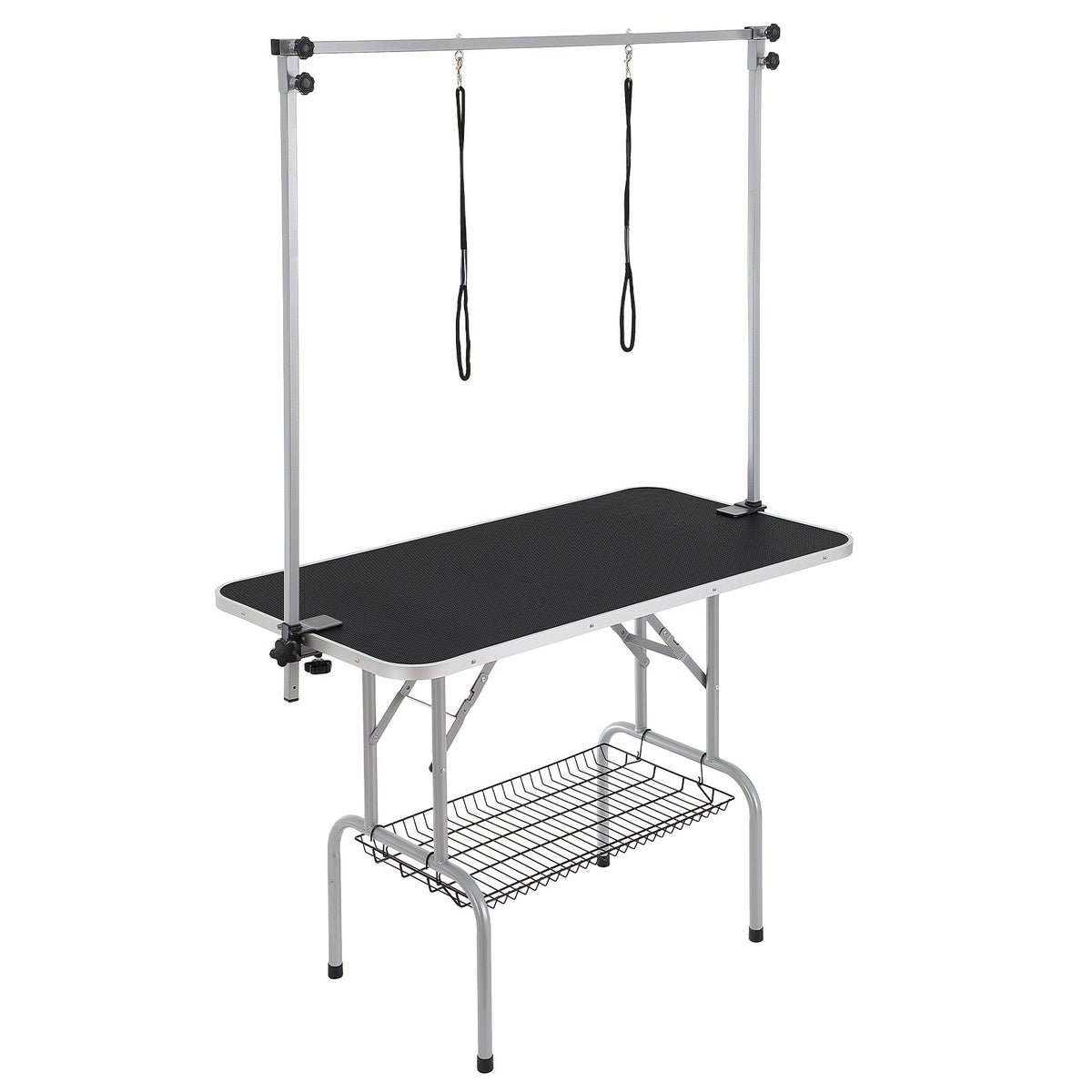 VEVOR salokāms suņu kopšanas galds ar 2 regulējamām rokām, 117 cm, līdz 150 kg