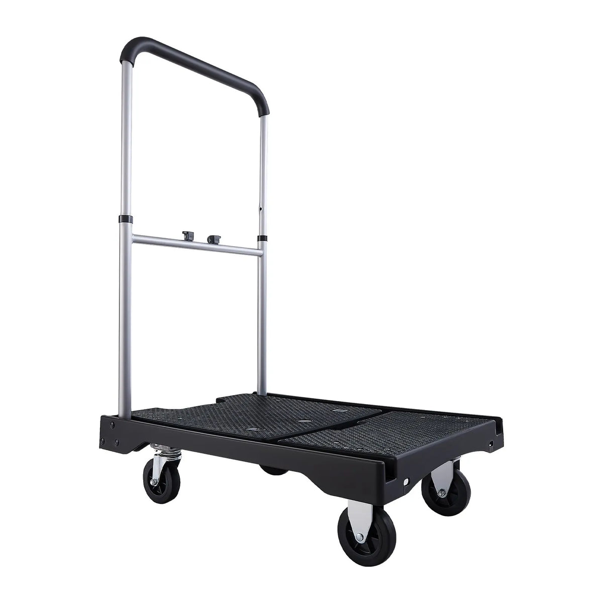VEVOR Folding Platform Trolley, 149.69 kg Load Capacity, Platform Truck with Swivel Wheels, Adjustable Push Handle, Easy Storage, 680 × 495 × 115 mm