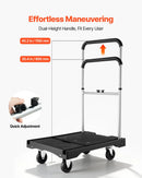 VEVOR salokāmi platformas ratiņi, kravnesība 149,69 kg, platformas ratiņi ar grozāmiem riteņiem, regulējams stumšanas rokturis, ērti uzglabājami, 680 × 495 × 115 mm