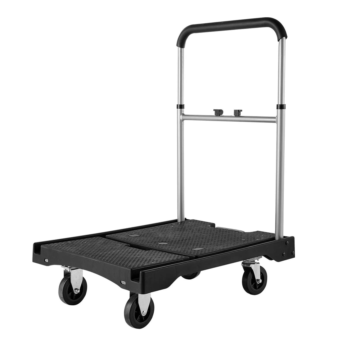VEVOR Folding Platform Trolley, 149.69 kg Load Capacity, Platform Truck with Swivel Wheels, Adjustable Push Handle, Easy Storage, 680 × 495 × 115 mm