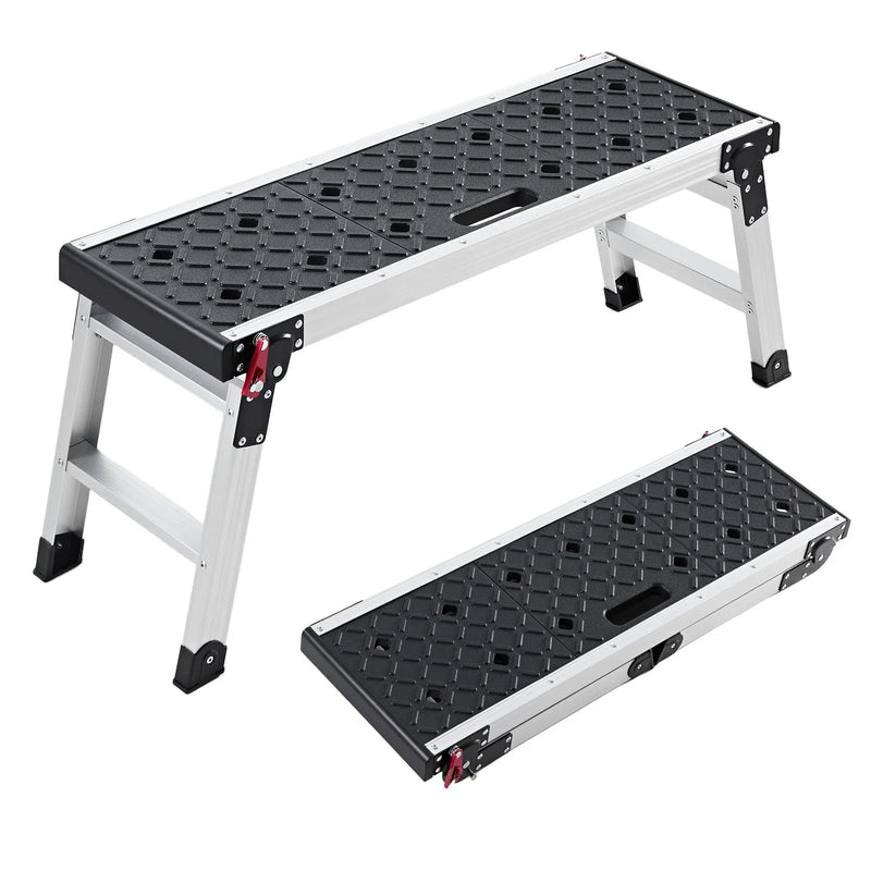 VEVOR salokāma darba platforma 910 x 310 mm, alumīnija pakāpiens 420 mm augstumā, nestspēja 226,8 kg, darba sols ar drošības fiksatoriem remontam, krāsošanai un mājas darbiem