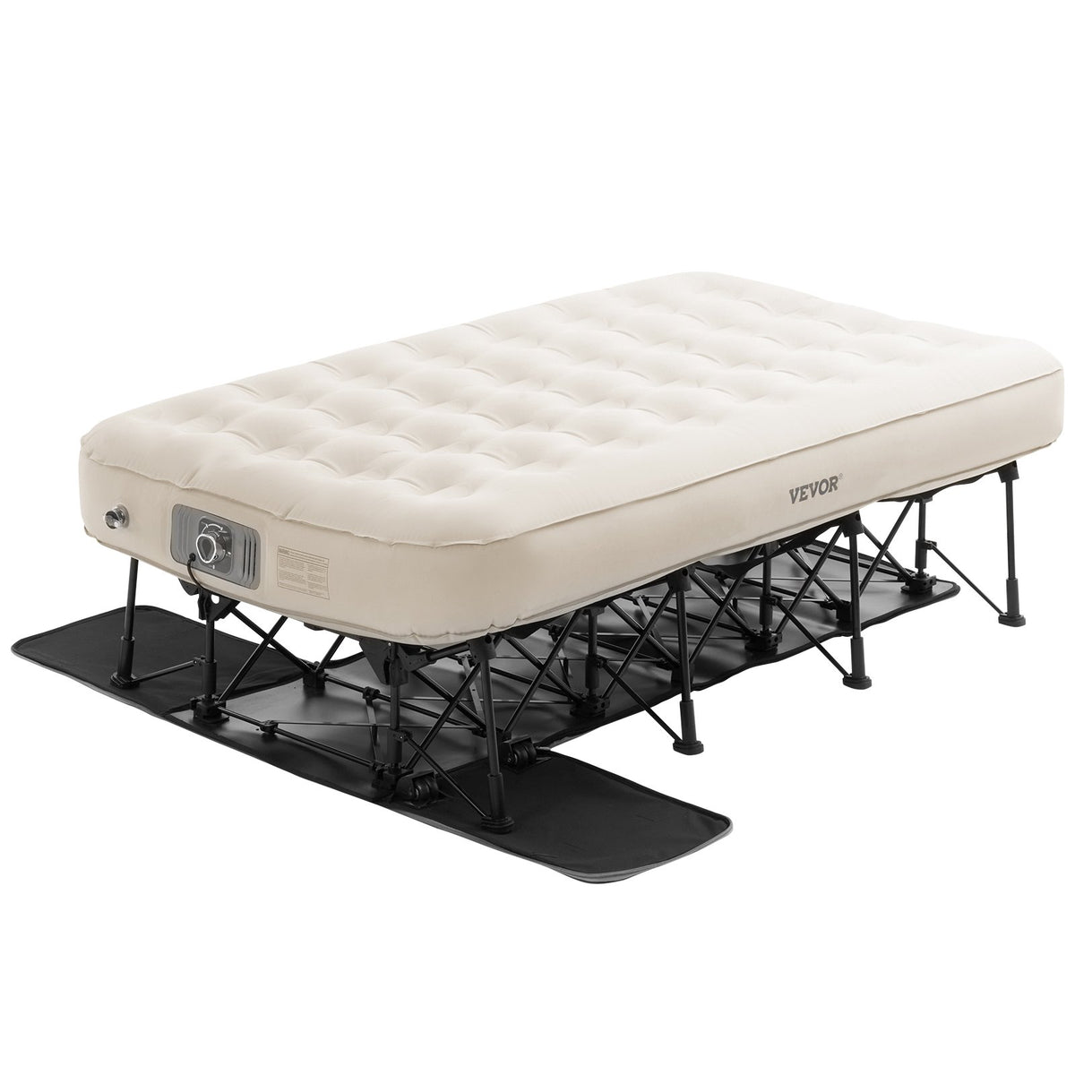 VEVOR Inflatable Air Bed Mattress with Frame and Pump, Single, Camping, Up to 136 kg Load Capacity