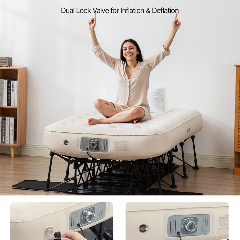 VEVOR piepūšamais gultas matracis ar rāmi un sūkni, 1 personai, kempingam, līdz 136 kg noslodzei