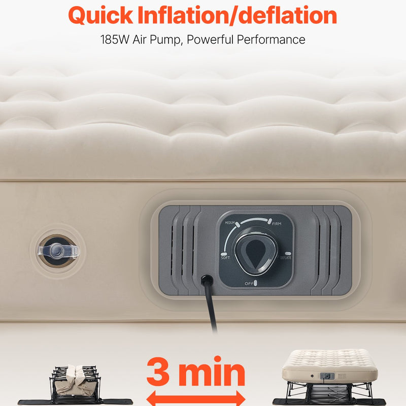 VEVOR piepūšamais matracis ar rāmi un sūkni, 2 personām, kempinga gulta, līdz 272 kg noslodzei