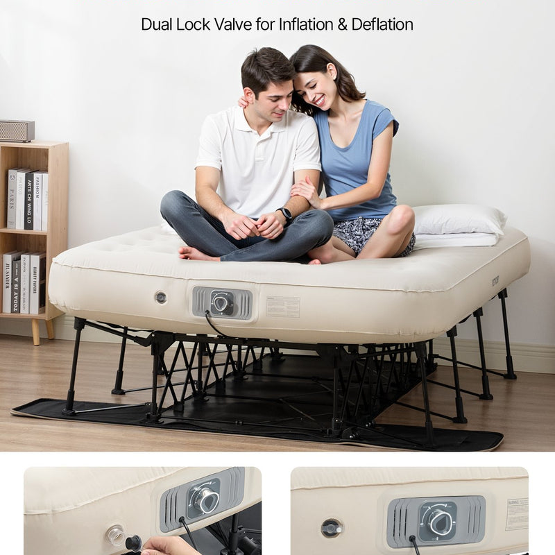 VEVOR piepūšamais matracis ar rāmi un sūkni, 2 personām, kempinga gulta, līdz 272 kg noslodzei