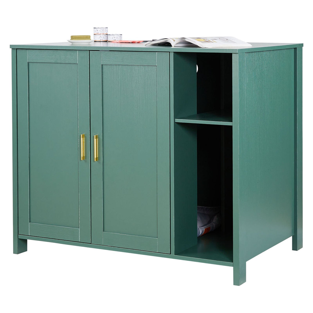 VEVOR Automatic Cat Litter Box Cabinet with Drawer and Plug, 105 cm
