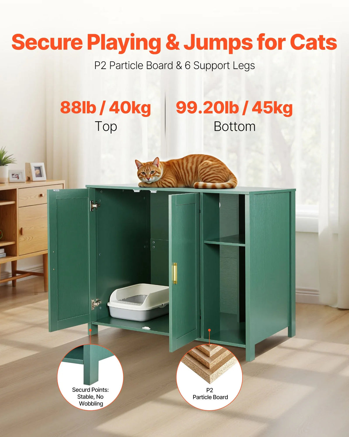 VEVOR Automatic Cat Litter Box Cabinet with Drawer and Plug, 105 cm