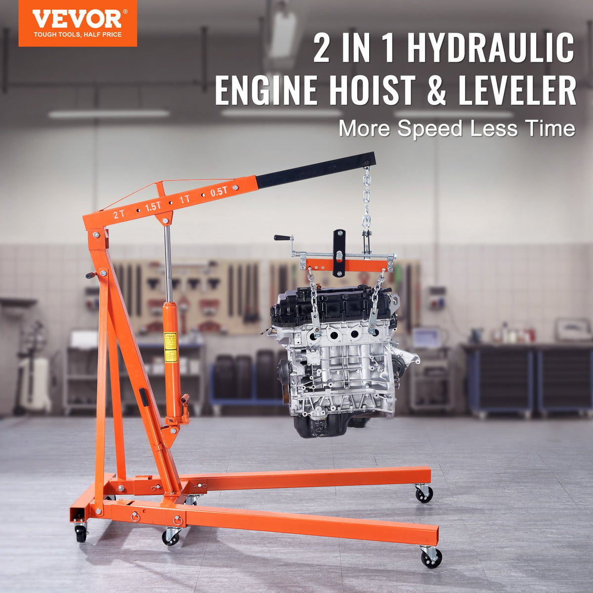 VEVOR Engine Hoist Leveller, 2 Tonnes, Workshop Lifting Tool, Cargo Lifting Equipment