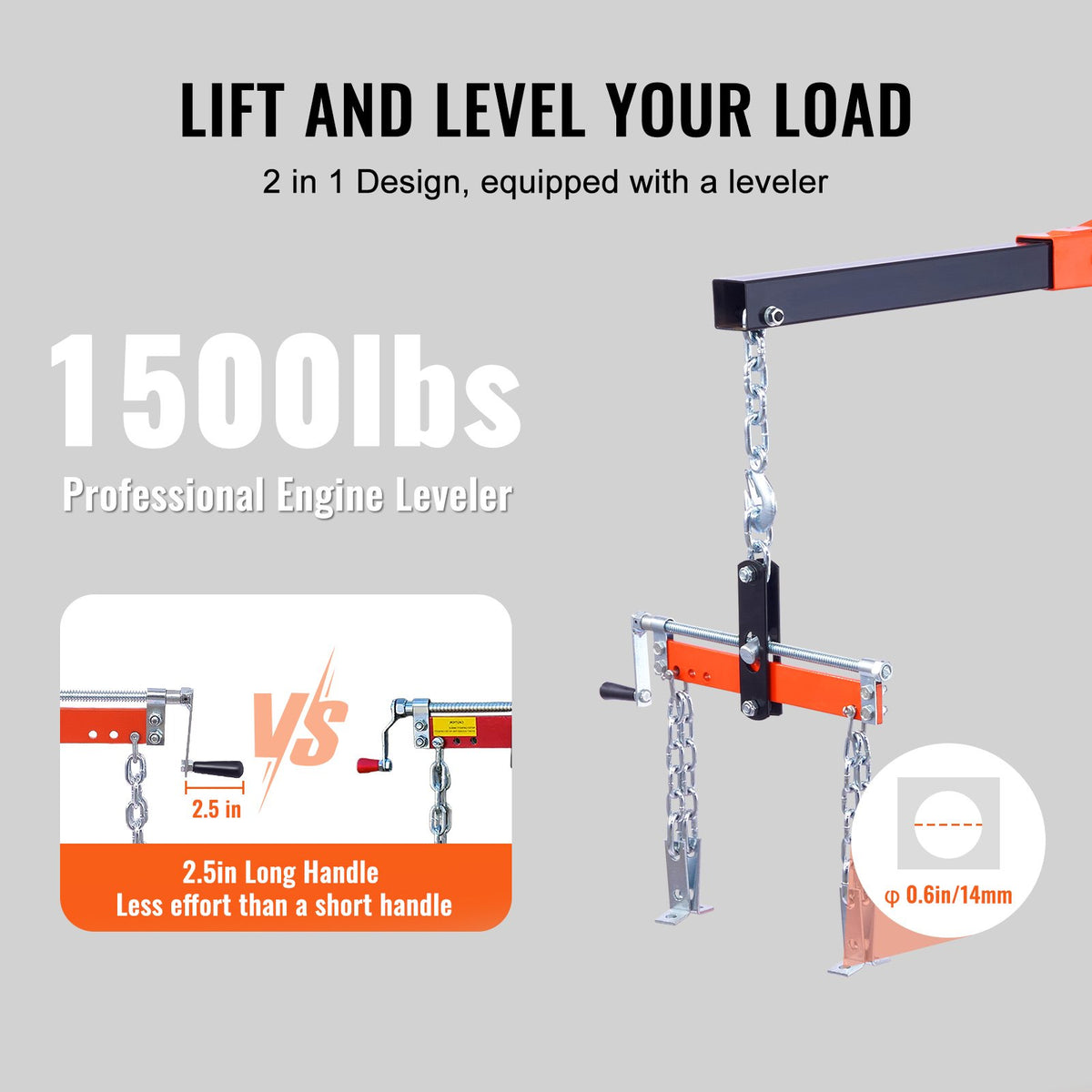 VEVOR Engine Hoist Leveller, 2 Tonnes, Workshop Lifting Tool, Cargo Lifting Equipment