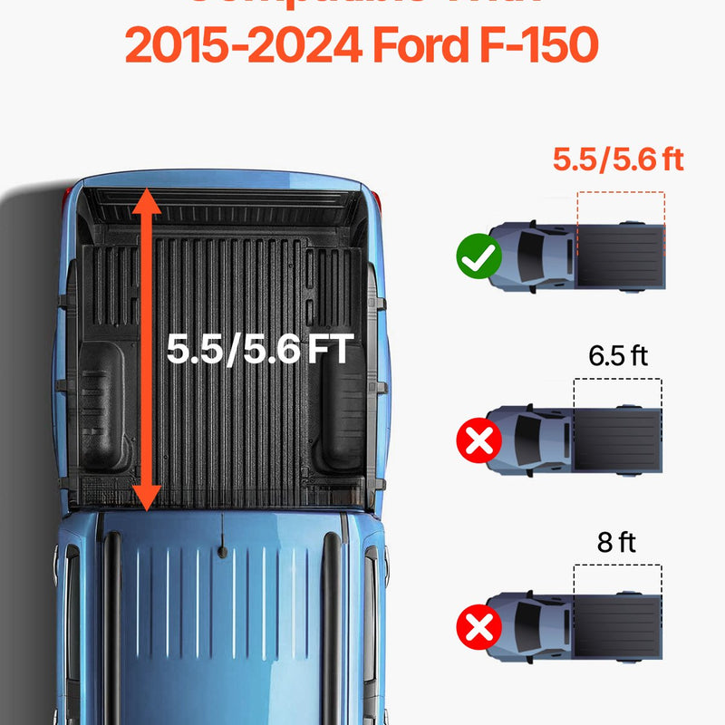 VEVOR trīsdaļīgais kravas kastes pārsegs ar LED apgaismojumu Ford F-150 (2015–2024)