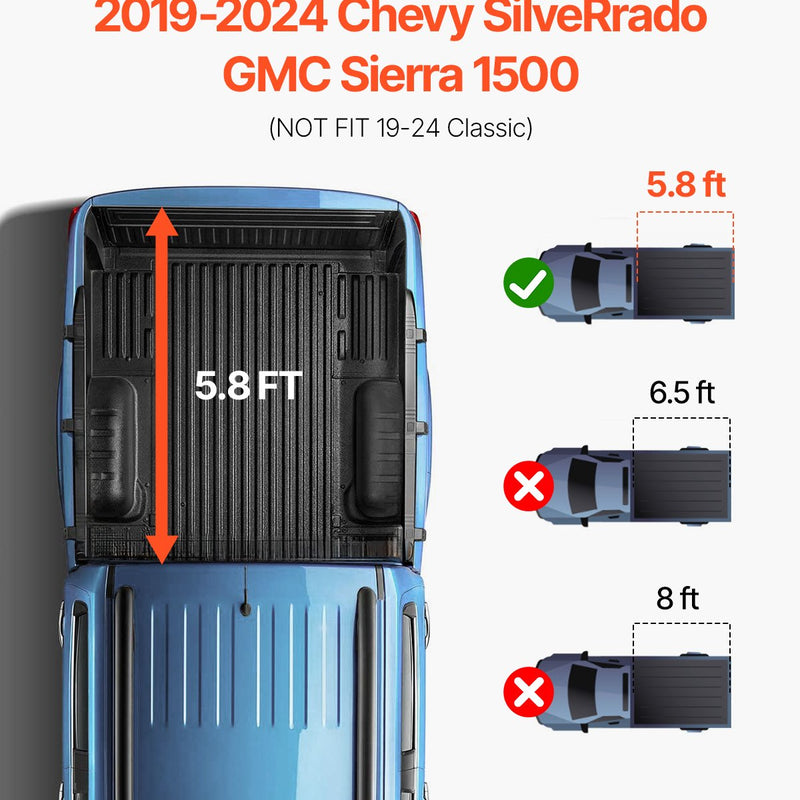 VEVOR trīsdaļīgais kravas kastes pārsegs Chevy Silverado / GMC Sierra 1500 (2019-2024)
