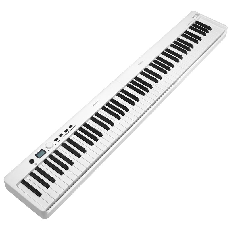 VEVOR salokāma 88 taustiņu klaviatūra, pārnēsājams digitālais pianīns ar Bluetooth un MIDI, balts
