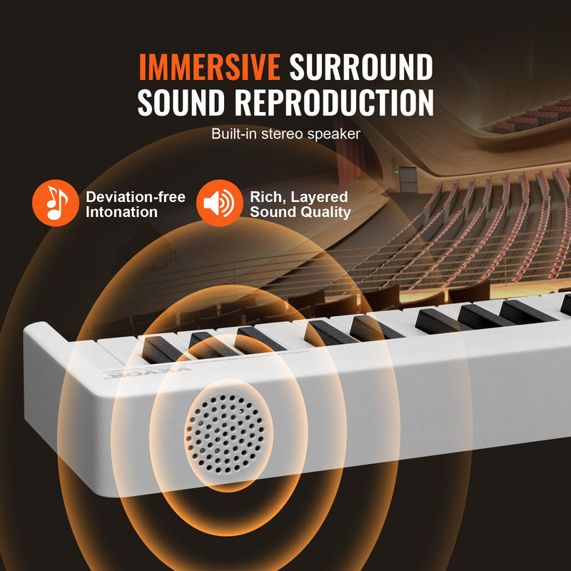 VEVOR salokāma 88 taustiņu klaviatūra, pārnēsājams digitālais pianīns ar Bluetooth un MIDI, balts