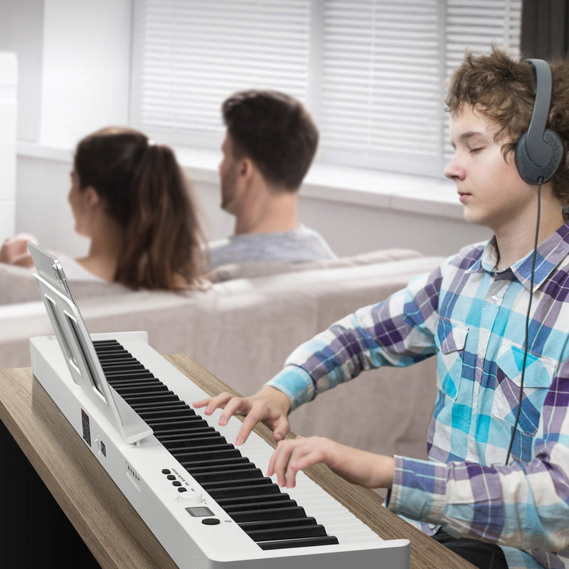 VEVOR salokāma 88 taustiņu klaviatūra, pārnēsājams digitālais pianīns ar Bluetooth un MIDI, balts