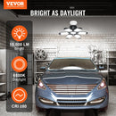 2 gab. LED garāžas lampas, 15000 lm, 6500 K ar kustību sensoru, griestu gaismekļi ar 6 regulējamām plāksnēm, E26/E27 cokols, īpaši spilgts apgaismojums darbnīcām, noliktavām un pagrabam