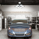 2 gab. LED garāžas lampas, 15000 lm, 6500 K ar kustību sensoru, griestu gaismekļi ar 6 regulējamām plāksnēm, E26/E27 cokols, īpaši spilgts apgaismojums darbnīcām, noliktavām un pagrabam