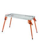 VEVOR salokāms metināšanas galds 112 × 53 cm ar 227 kg nestspēju, 4 līmeņu augstuma regulēšanu, izgatavots no oglekļa tērauda, ar 6 instrumentu spraugām un 16 mm fiksācijas atverēm, piemērots metināšanai, montāžai un remontdarbiem